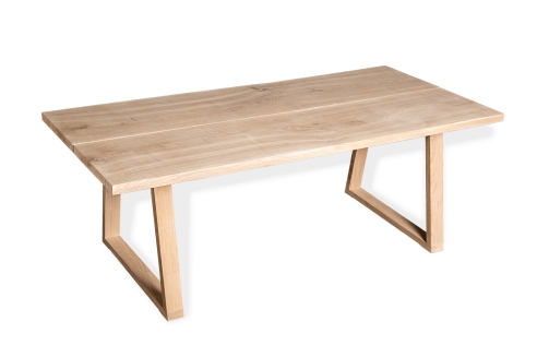 Solid Hardwood Oak rustic Kitchen Table 40mm with trapece table legs hard wax oil nature white